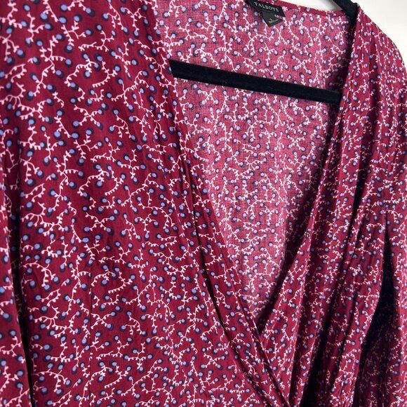 Talbots maroon long sleeve faux wrap blouse size small - Picture 3 of 6
